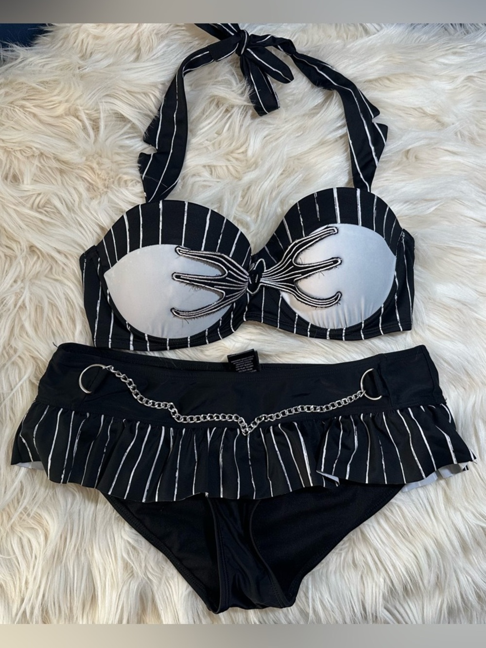 Disney Nightmare Before Christmas Black & White Bikini Set Skirt Bottom